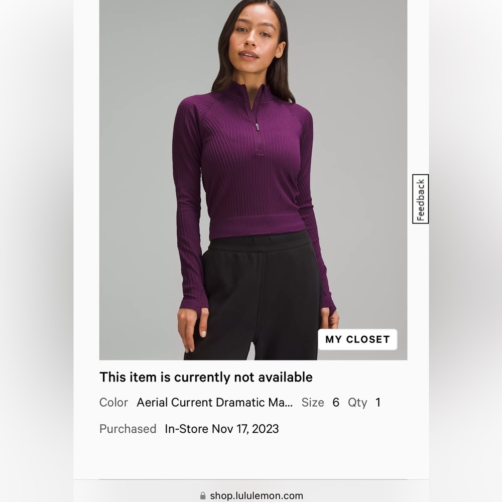 Lulu Rest Less Cropped Half Zip